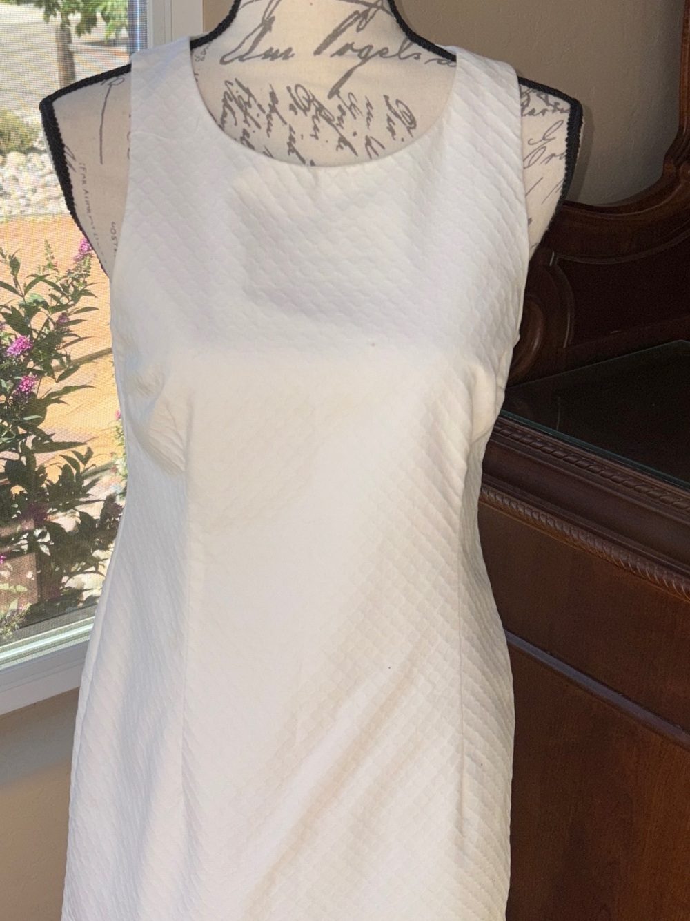 White Textured Sleeveless Mini Dress fitted fully lined